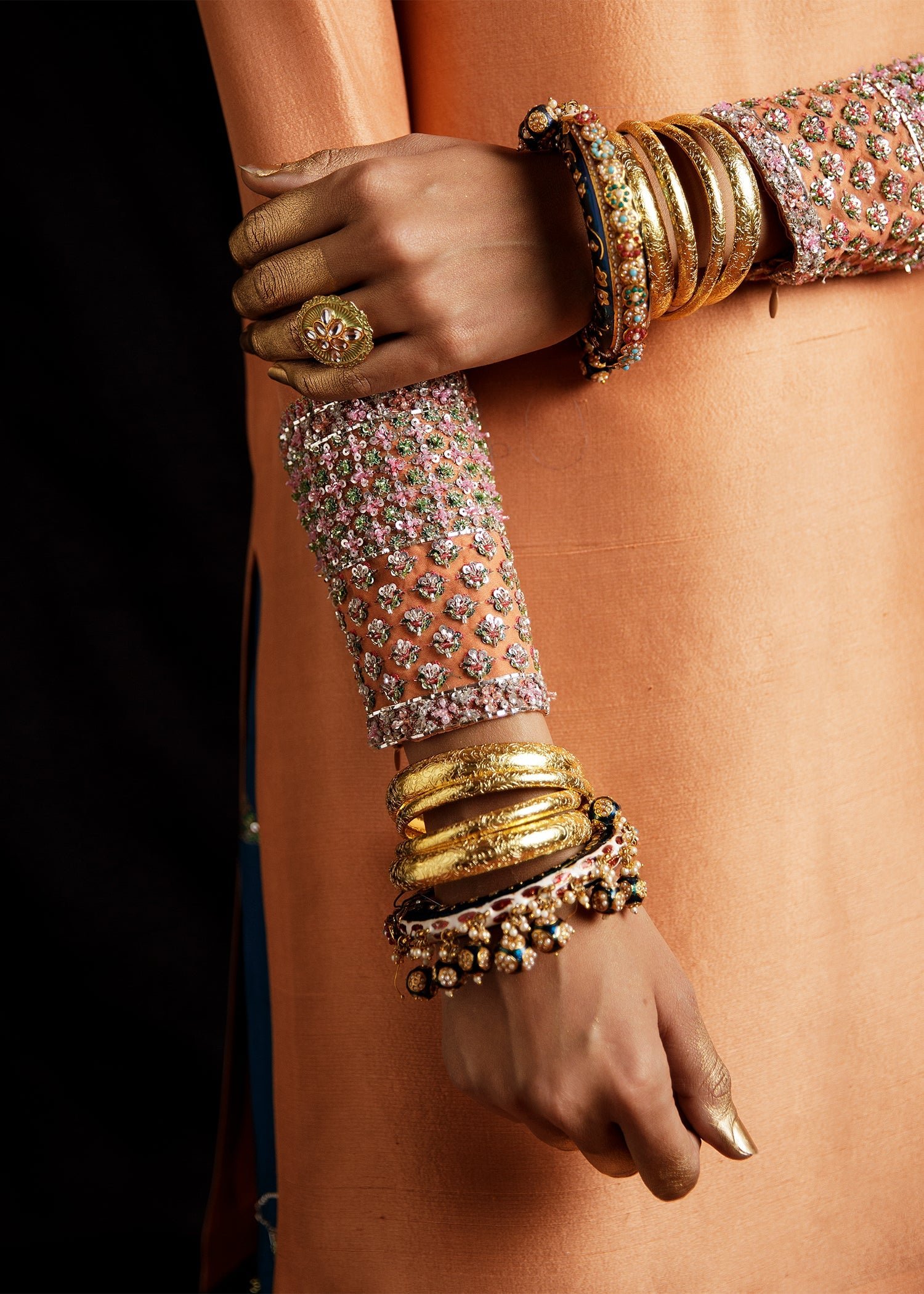 Hussain Rehar Hand Embellished Organza Party Wear Suit - Matching Bottom & Trouser Fabric Details | IQNAZ
