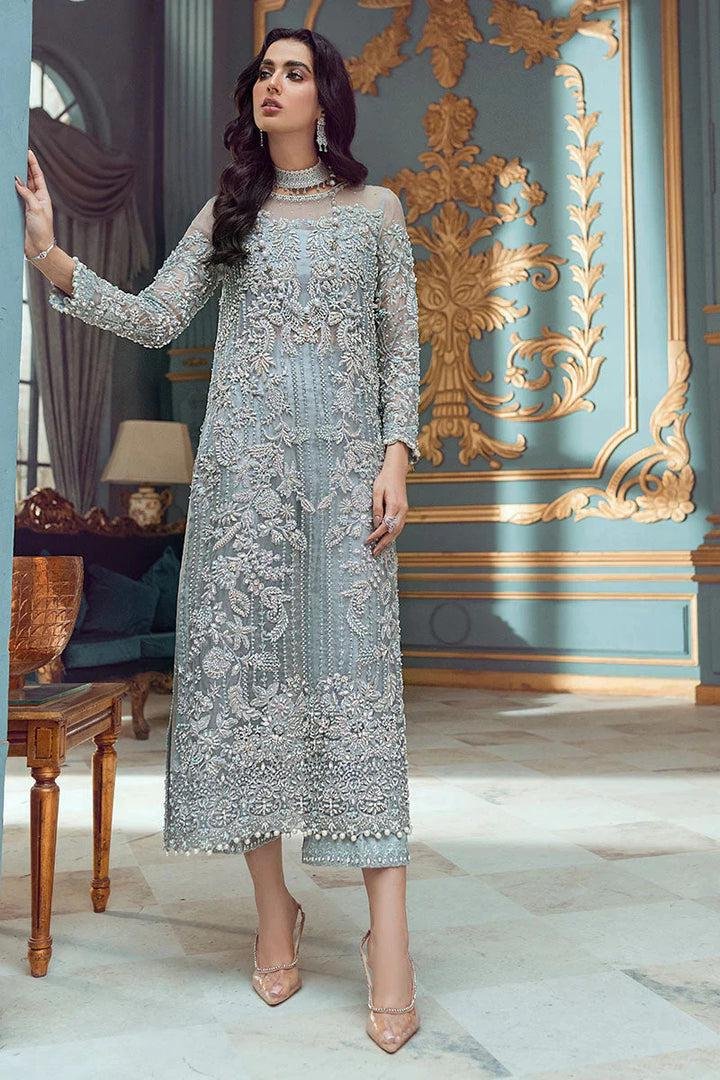 Mushq Ela Hand Embellished Organza Party Wear Gharara – Model Front View Mushq Ela Hand Embellished Organza Party Wear Gharara - Model Front Look | Pakistani Designer Replica Wholesale | IQNAZ