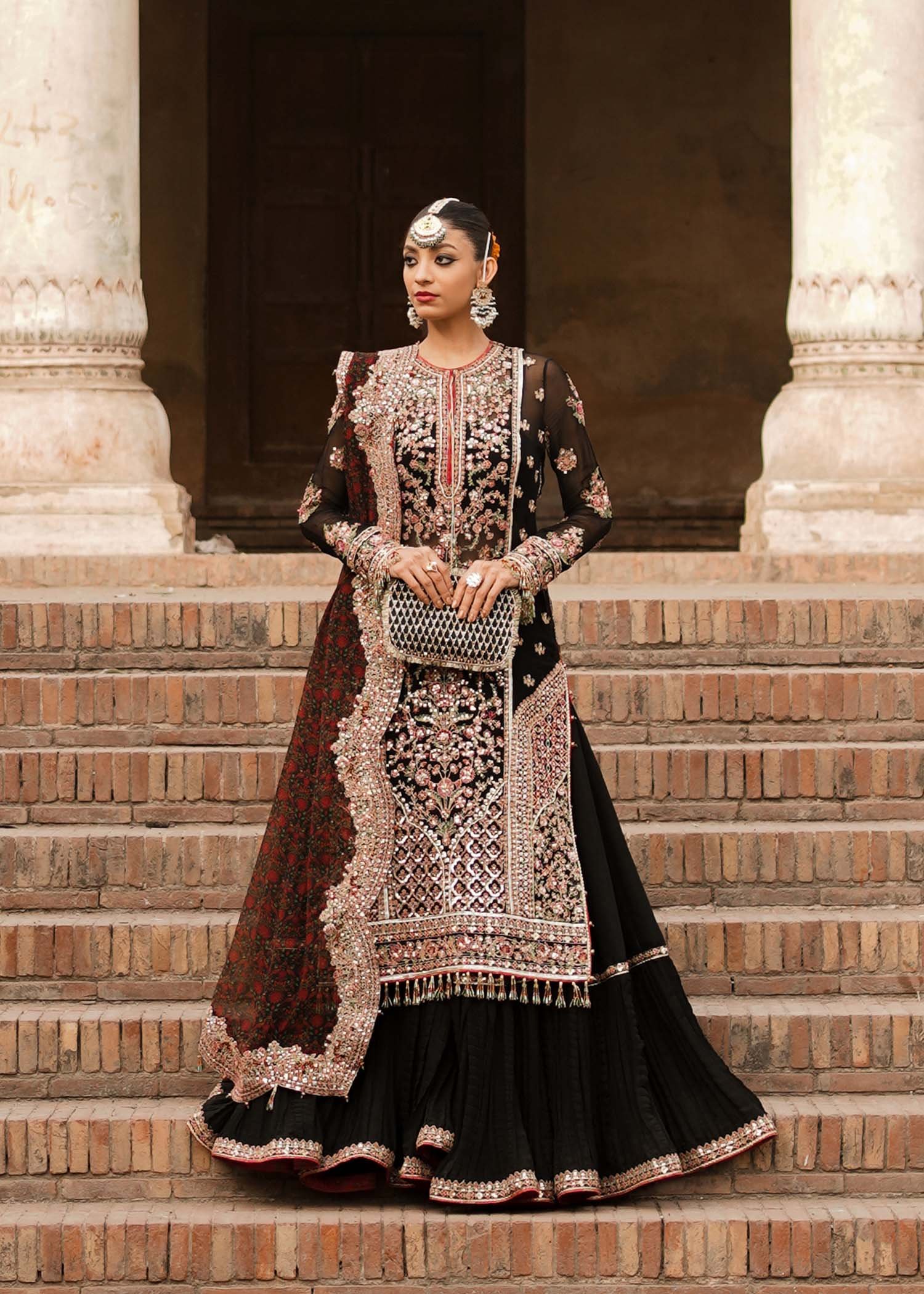 Hussain Rehar Embroidered Chiffon Party Wear Suit - Designer Photoshoot Gallery Angle 11 | IQNAZ Couture