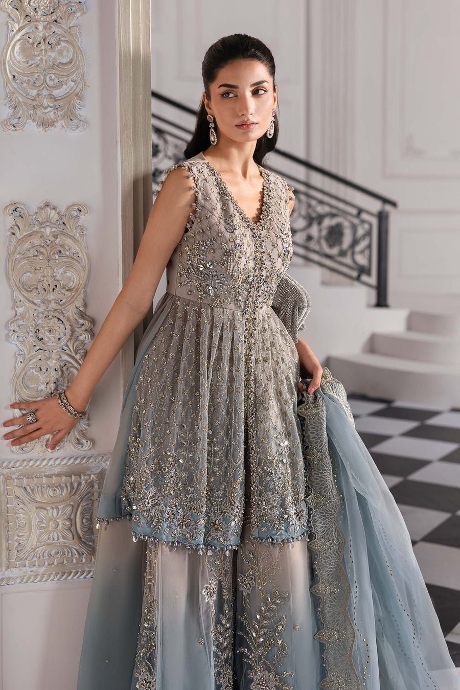 Maria B BD-3002 Hand Embellished Net Flared Suit – Trouser & Bottom Fabric Maria B BD-3002 Hand Embellished Net Flared Suit - Matching Bottom & Trouser Fabric Details | IQNAZ