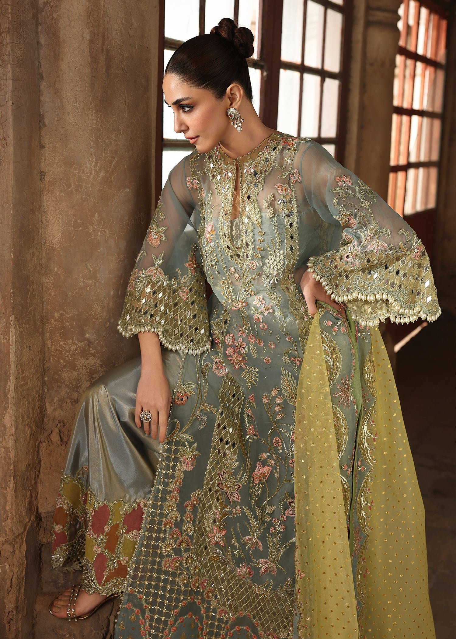 Crimson Jhalak Hand Embellished Net Bridal Maxi – Photoshoot Angle 6 Crimson Jhalak Hand Embellished Net Bridal Maxi - Designer Photoshoot Gallery Angle 6 | IQNAZ Couture