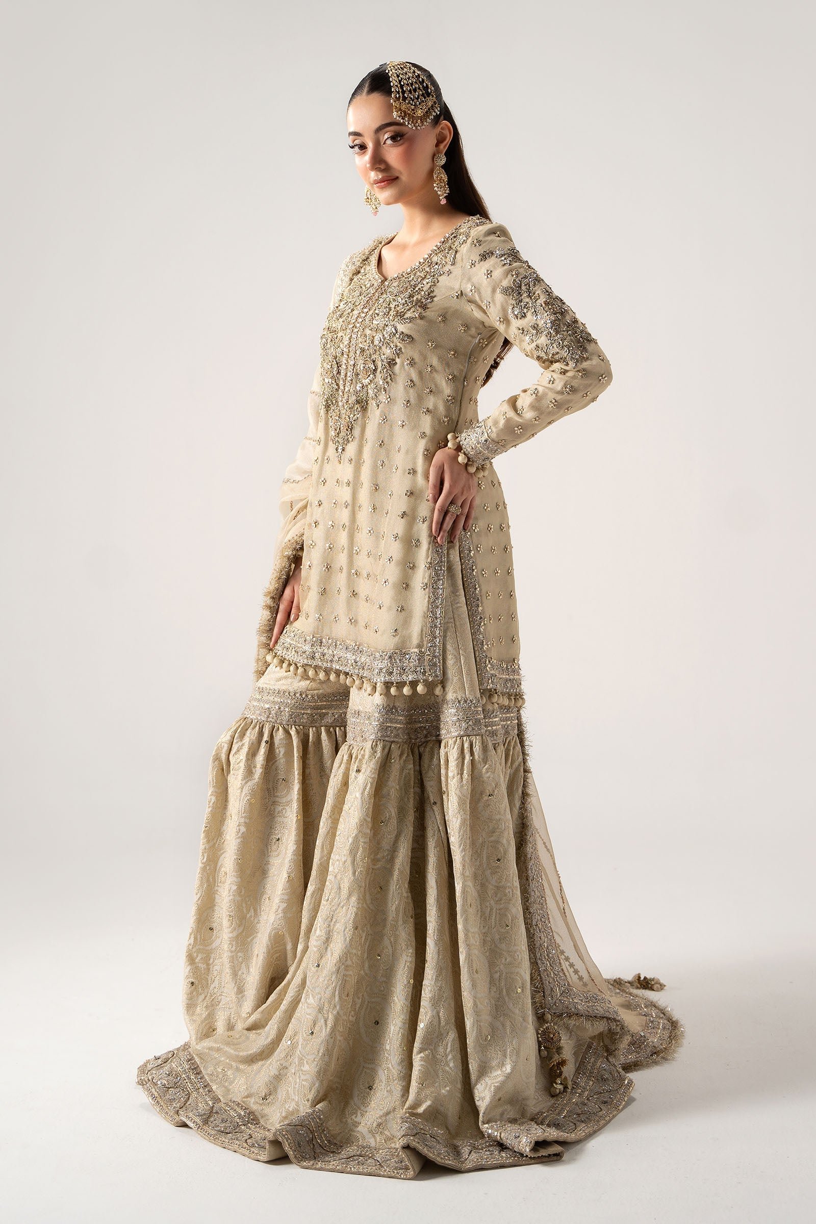 Maria B Hand Embellished Silk Party Wear Suit - Designer Photoshoot Gallery Angle 15 | IQNAZ Couture