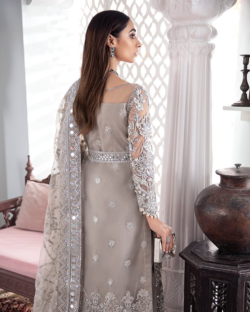 Gulaal Hand Embellished Organza Party Wear Suit - Four-Sided Embroidered Dupatta & Pallu Border | IQNAZ