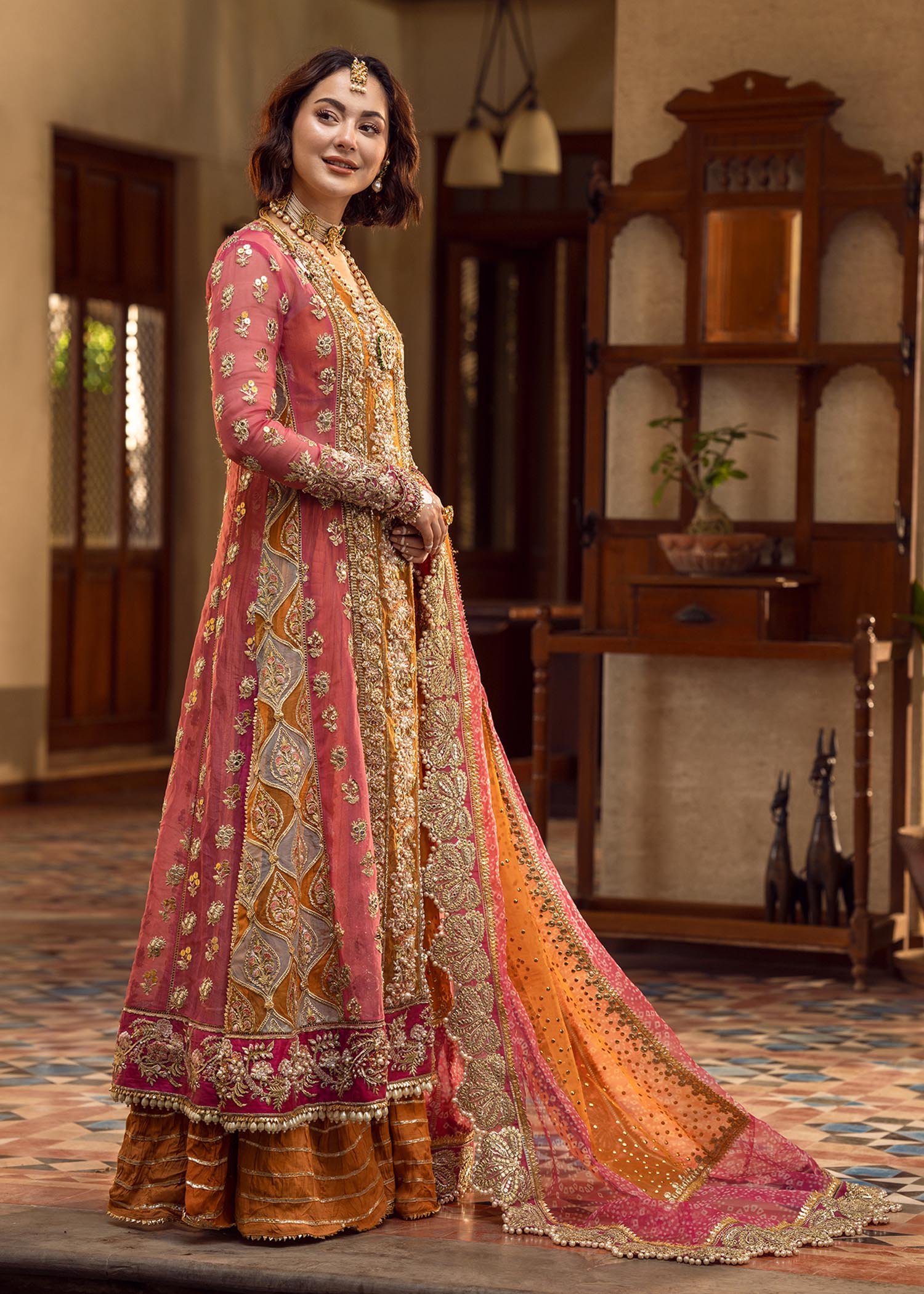 Crimson Mehndi Galore Embroidered Organza Party Wear Suit – Photoshoot Angle 6 Crimson Mehndi Galore Embroidered Organza Party Wear Suit - Designer Photoshoot Gallery Angle 6 | IQNAZ Couture