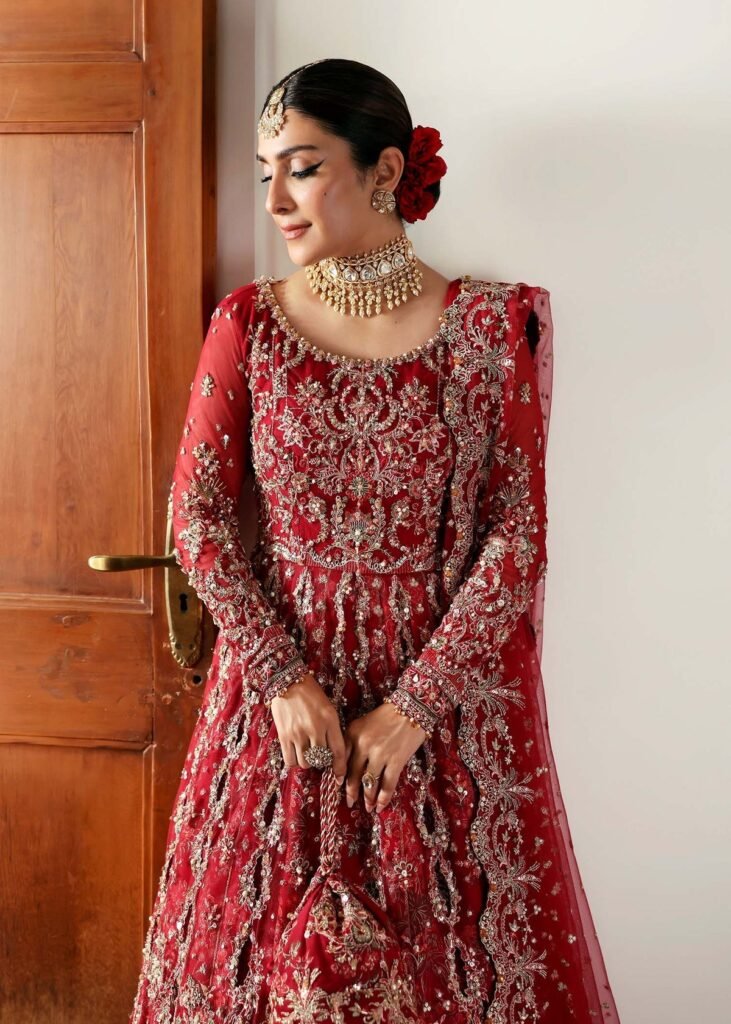Kanwal Malik Gul Hand Embellished Organza Party Wear Suit - Model Front Look | Pakistani Designer Replica Wholesale | IQNAZ