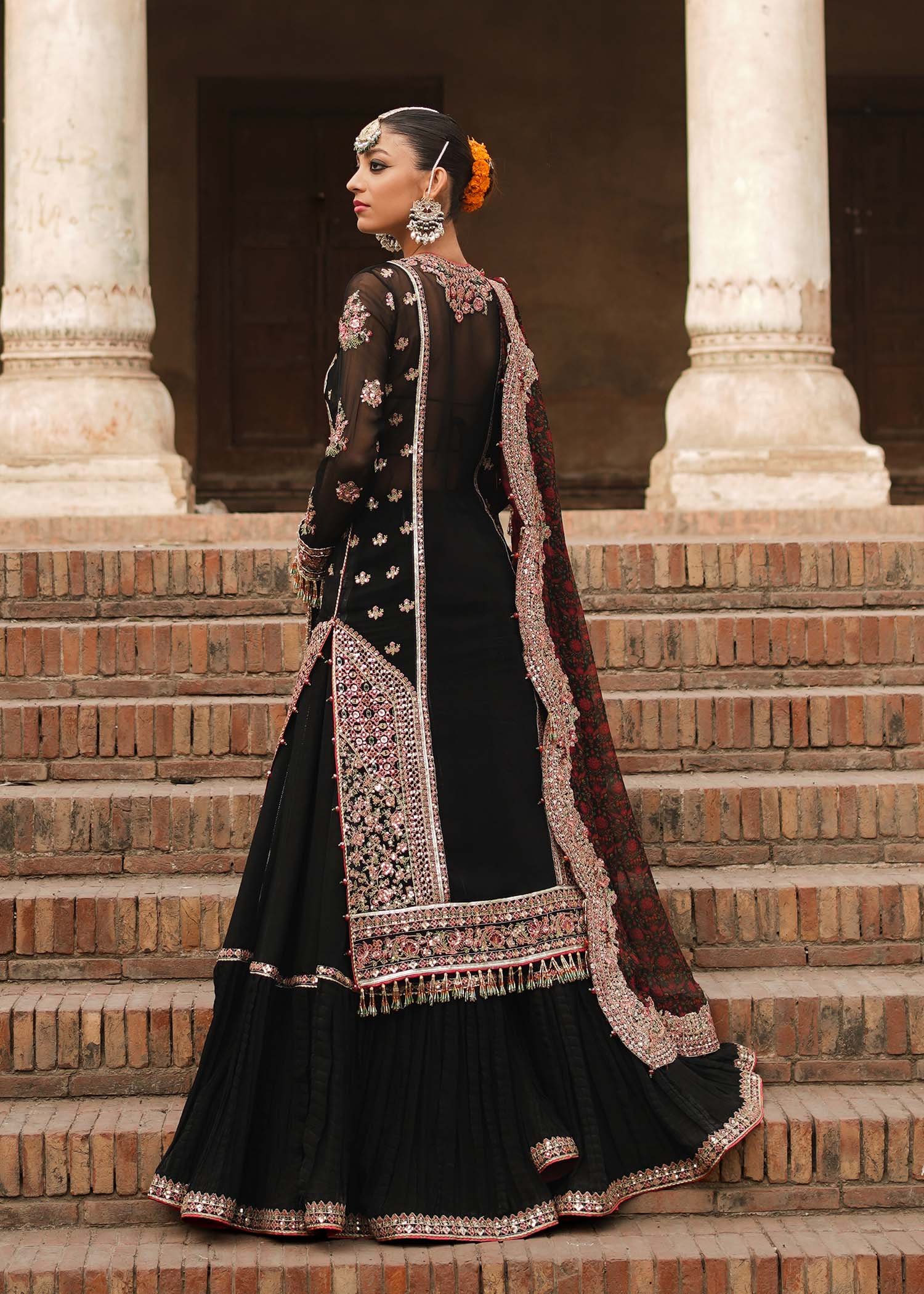 Hussain Rehar Embroidered Chiffon Party Wear Suit - Designer Photoshoot Gallery Angle 8 | IQNAZ Couture