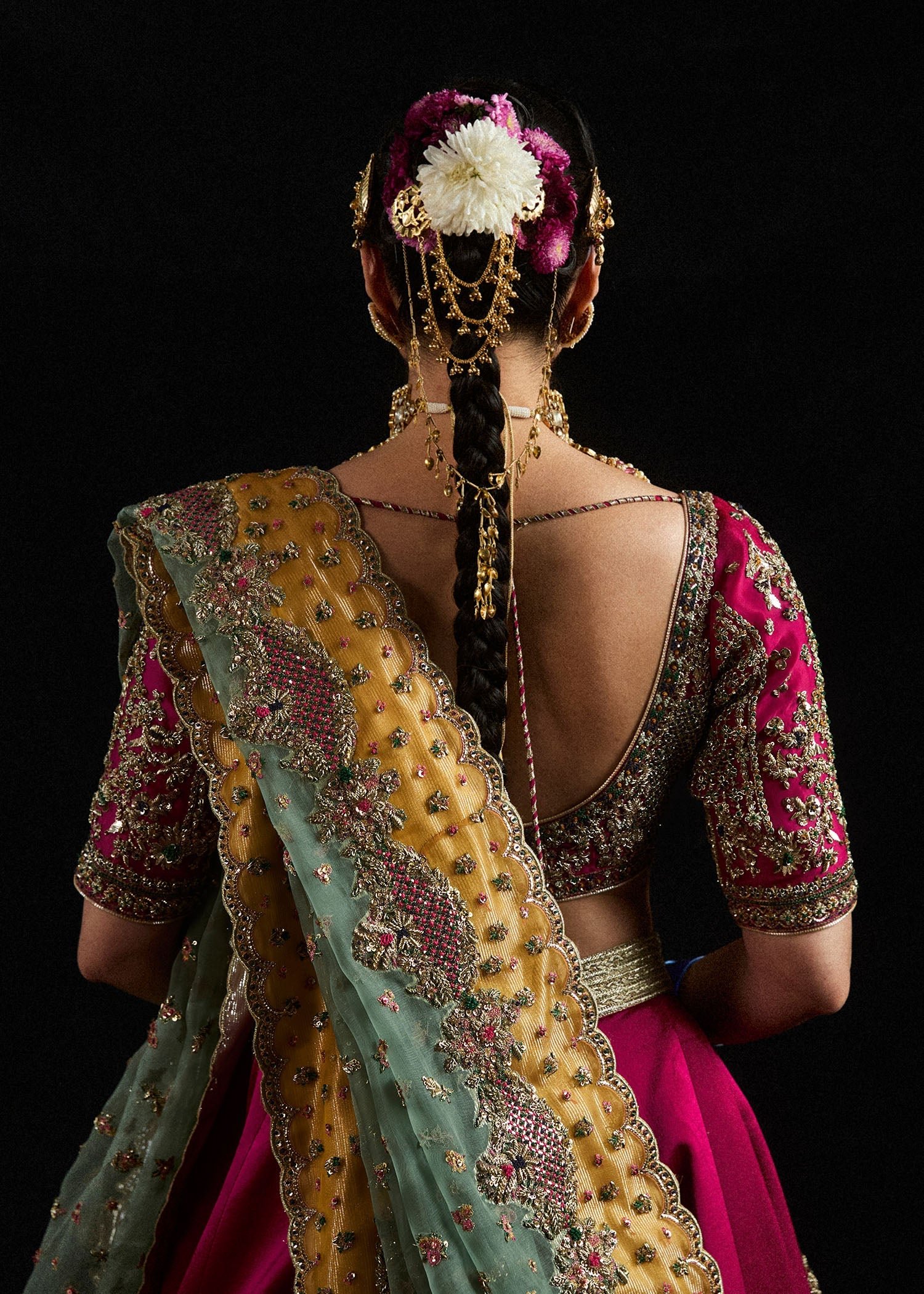 Hussain Rehar Laal Hand Embellished Organza Party Wear Suit - Designer Photoshoot Gallery Angle 6 | IQNAZ Couture