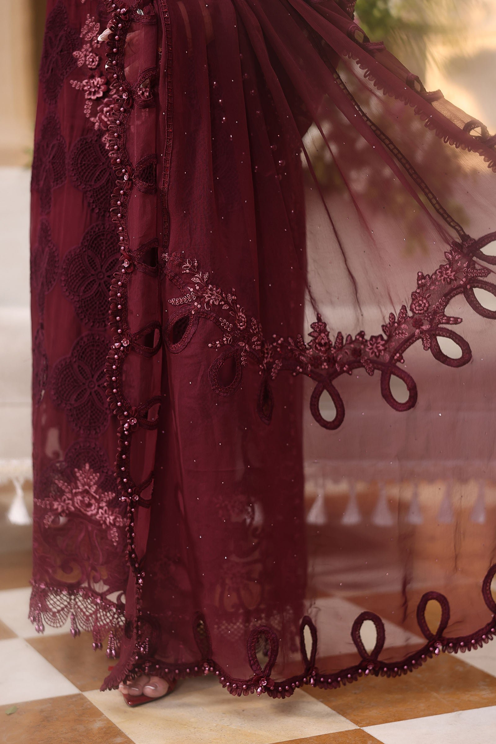 Maria B Embroidered Chiffon Party Wear Suit - Designer Photoshoot Gallery Angle 7 | IQNAZ Couture
