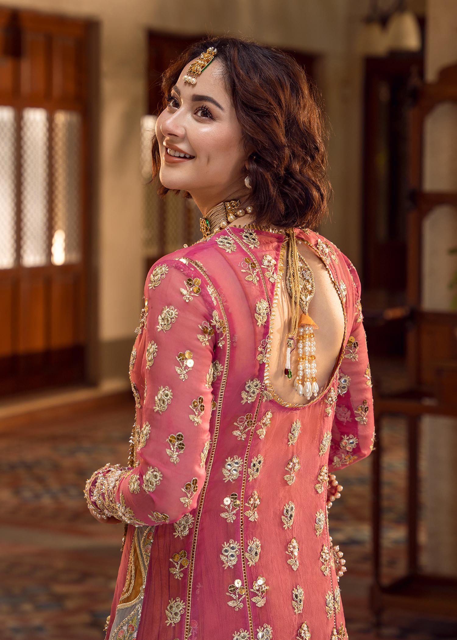Crimson Mehndi Galore Embroidered Organza Party Wear Suit – Photoshoot Angle 7 Crimson Mehndi Galore Embroidered Organza Party Wear Suit - Designer Photoshoot Gallery Angle 7 | IQNAZ Couture