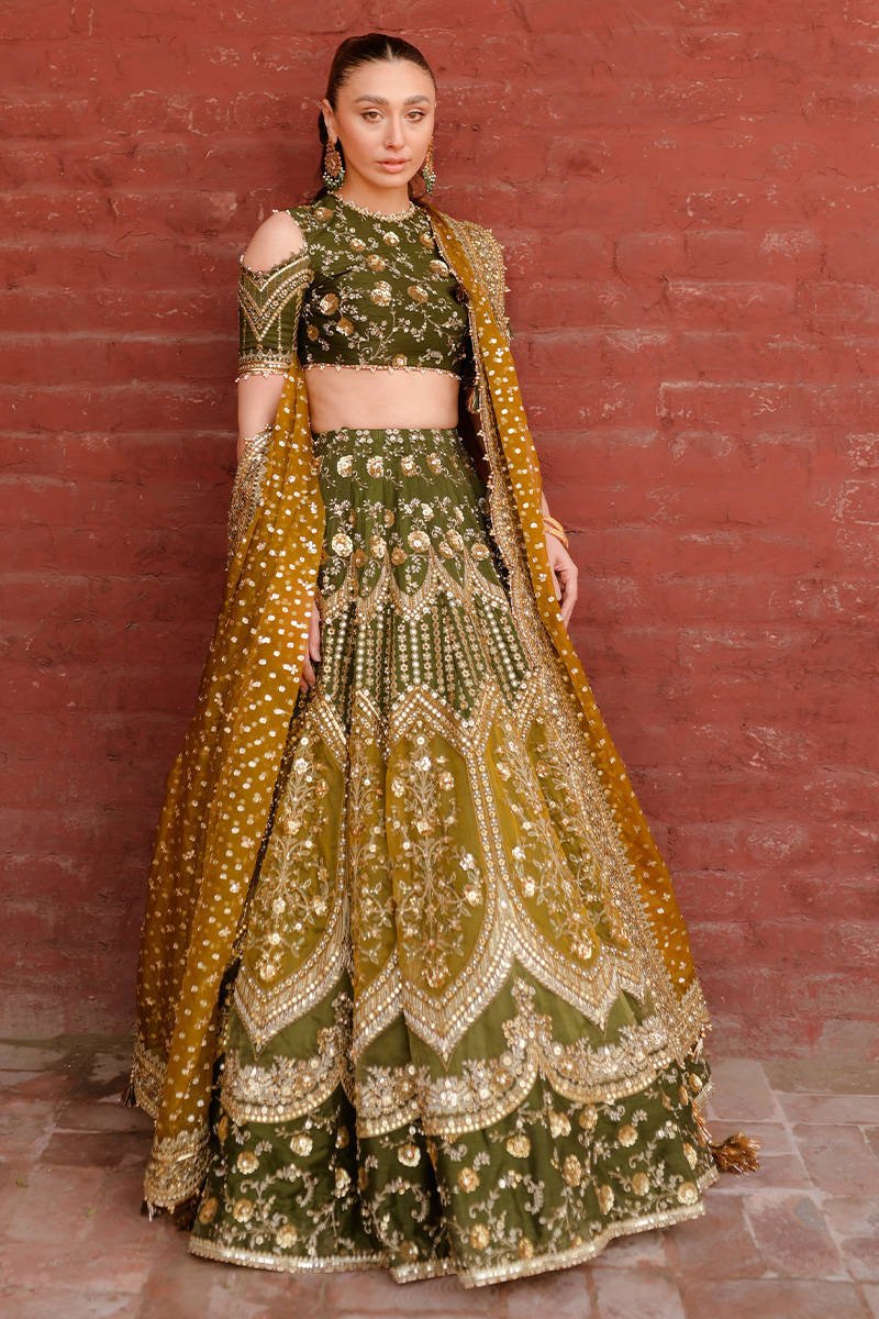 Mohsin Naveed Ranjha Afsana Hand Embellished Silk Party Wear Suit - Designer Photoshoot Gallery Angle 13 | IQNAZ Couture