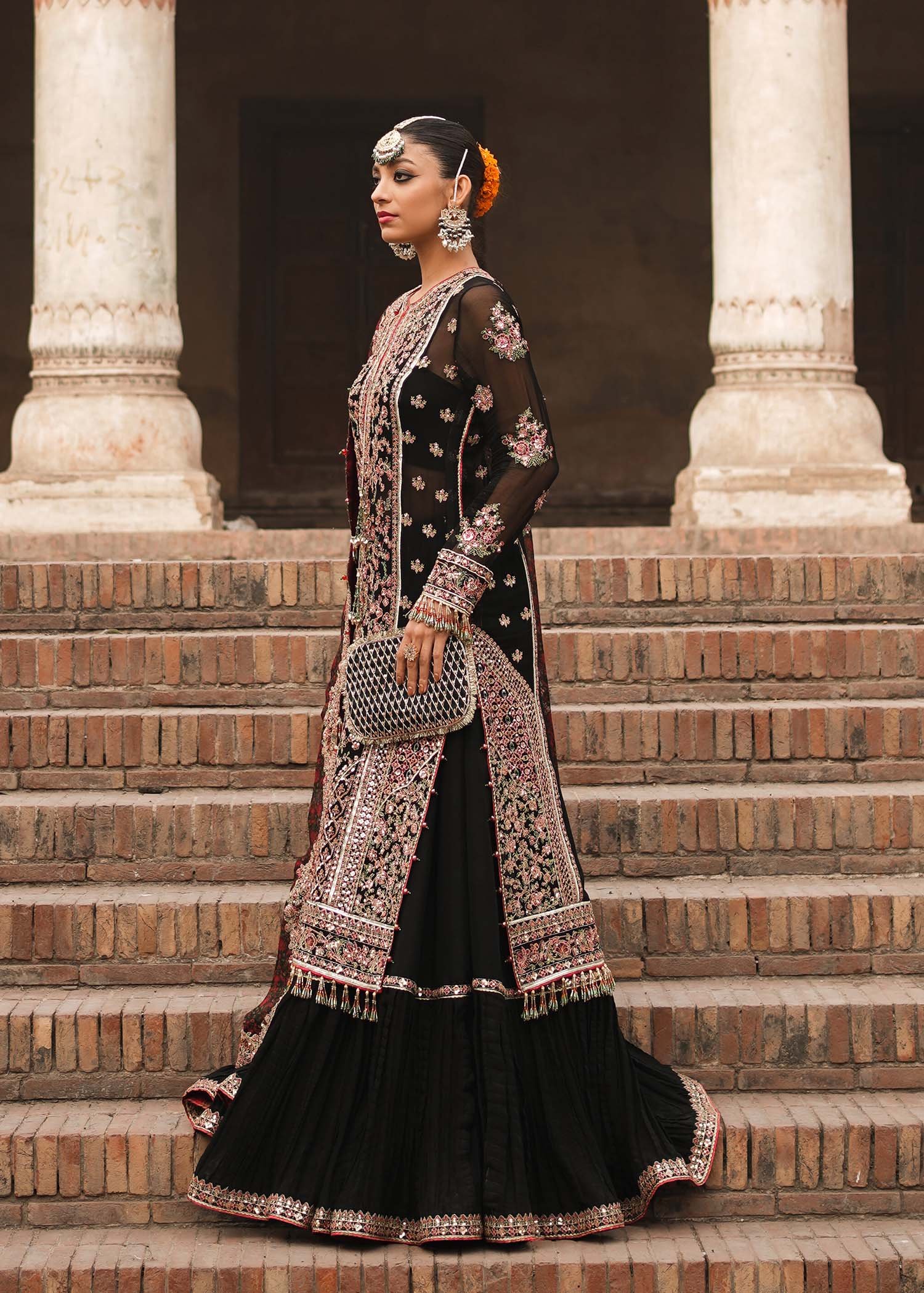 Hussain Rehar Embroidered Chiffon Party Wear Suit - Designer Photoshoot Gallery Angle 9 | IQNAZ Couture