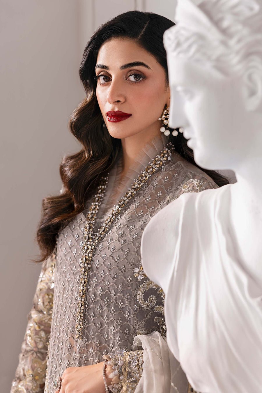 Maria B BD-3006 Hand Embellished Organza Party Wear Suit - Designer Photoshoot Gallery Angle 10 | IQNAZ Couture