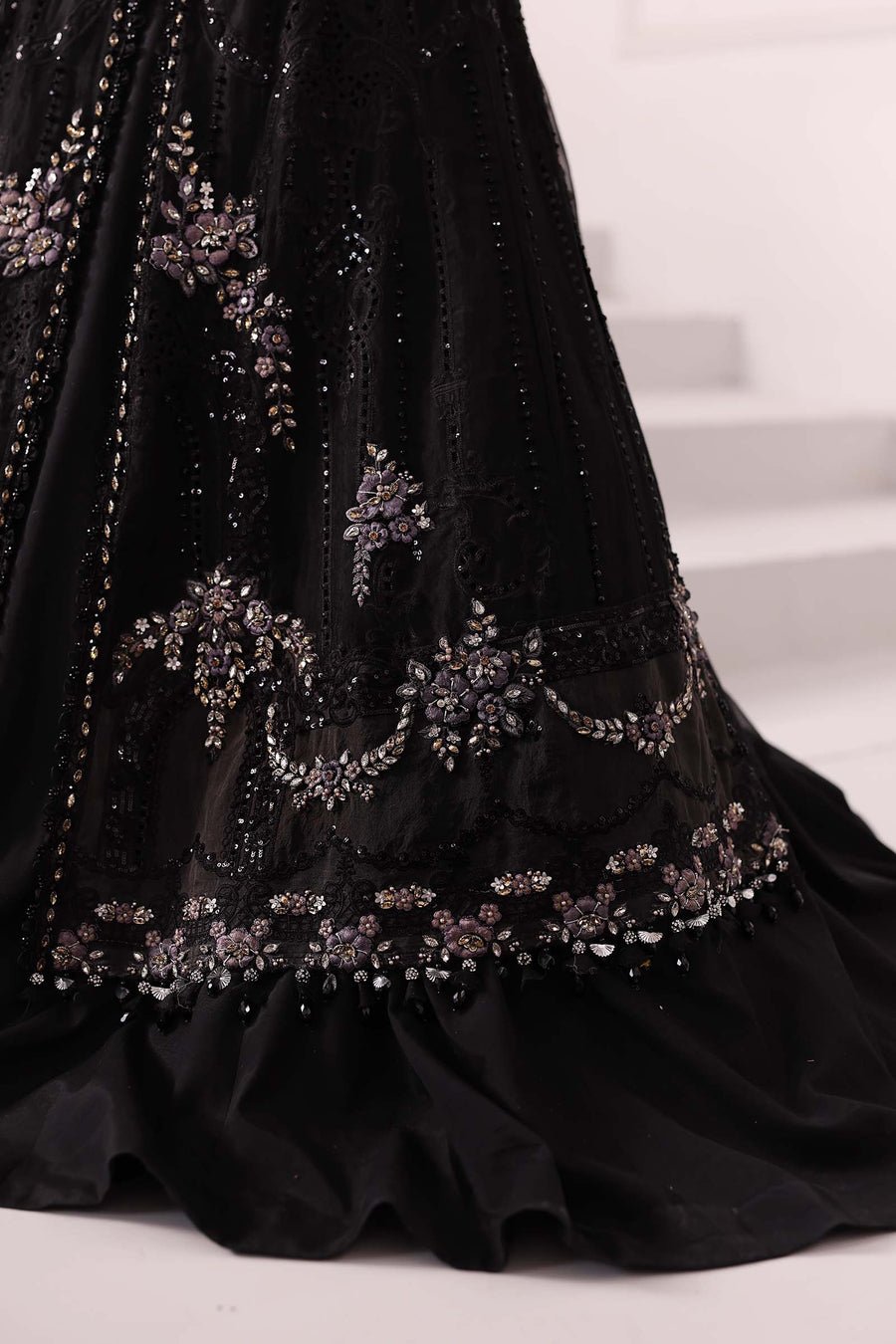 Maria B BD-3004 Hand Embellished Organza Party Wear Suit - Designer Photoshoot Gallery Angle 6 | IQNAZ Couture