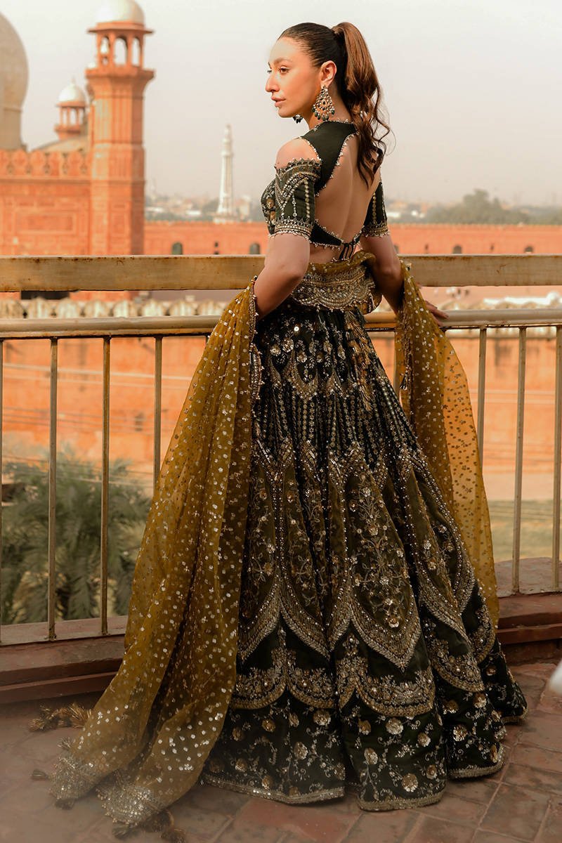 Mohsin Naveed Ranjha Afsana Hand Embellished Silk Party Wear Suit - Designer Photoshoot Gallery Angle 14 | IQNAZ Couture