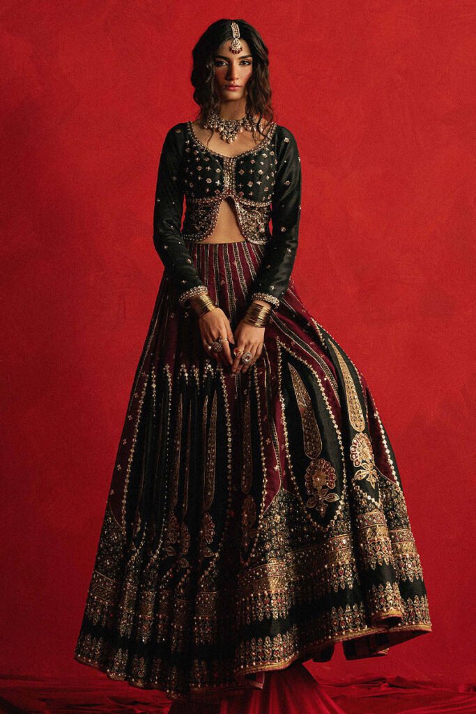 Mohsin Naveed Ranjha Dil Raas Hand Embellished Organza Party Wear Suit - Model Front Look | Pakistani Designer Replica Wholesale | IQNAZ