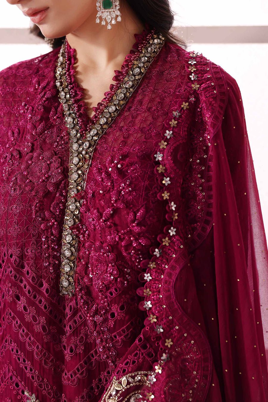 Maria B BD-3003 Embroidered Chiffon Party Wear Suit - Designer Photoshoot Gallery Angle 12 | IQNAZ Couture