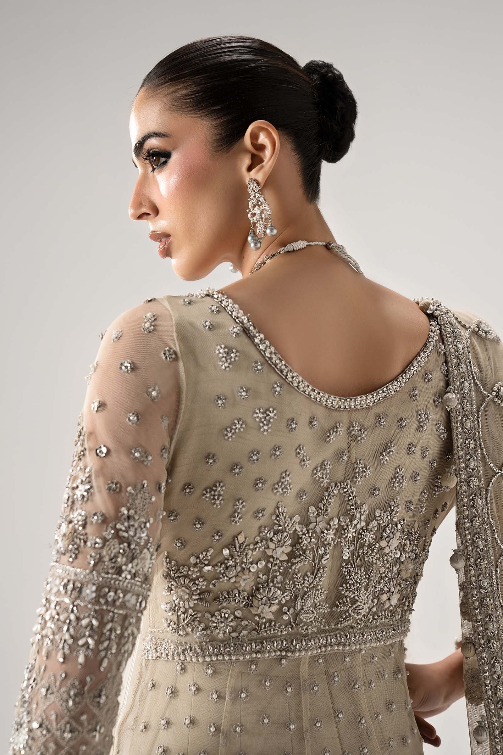 Maria B Elaria Hand Embellished Organza Party Wear Maxi – Photoshoot Angle 12 Maria B Elaria Hand Embellished Organza Party Wear Maxi - Designer Photoshoot Gallery Angle 12 | IQNAZ Couture