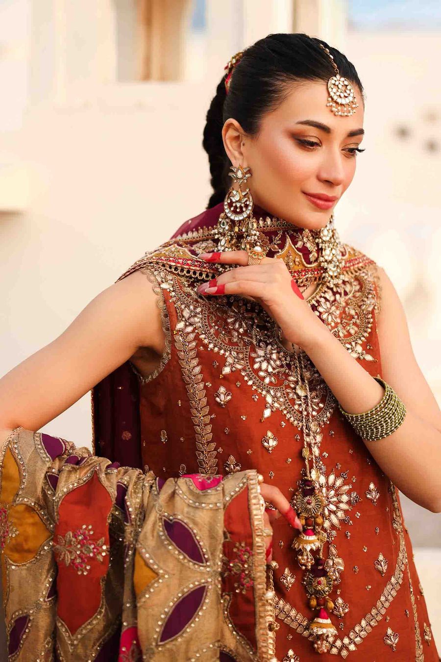 Maria B Embroidered Organza Party Wear Suit - Matching Bottom & Trouser Fabric Details | IQNAZ