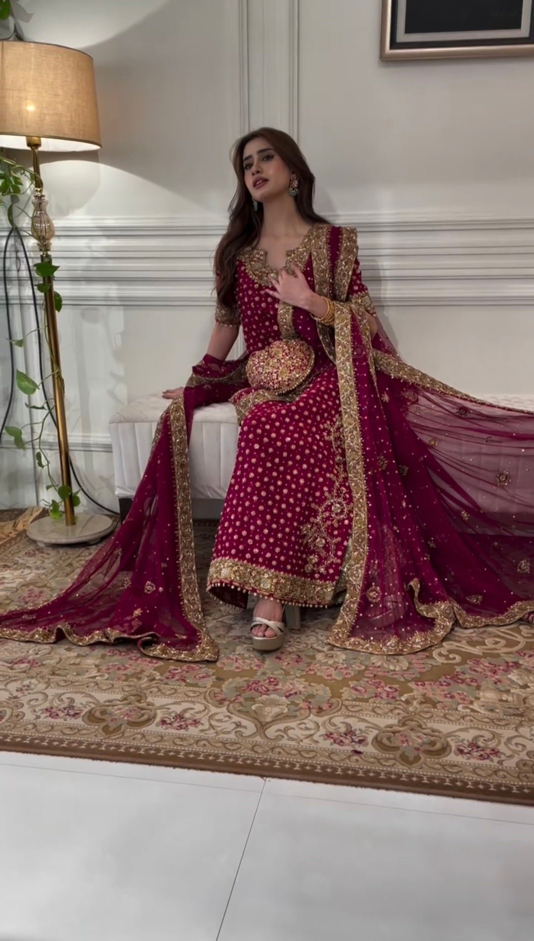 Haris Shakeel Hand Embellished Organza Party Wear Suit – Back View & Silhouette Haris Shakeel Hand Embellished Organza Party Wear Suit - Embroidered Back & Daman Silhouette Detailing | IQNAZ