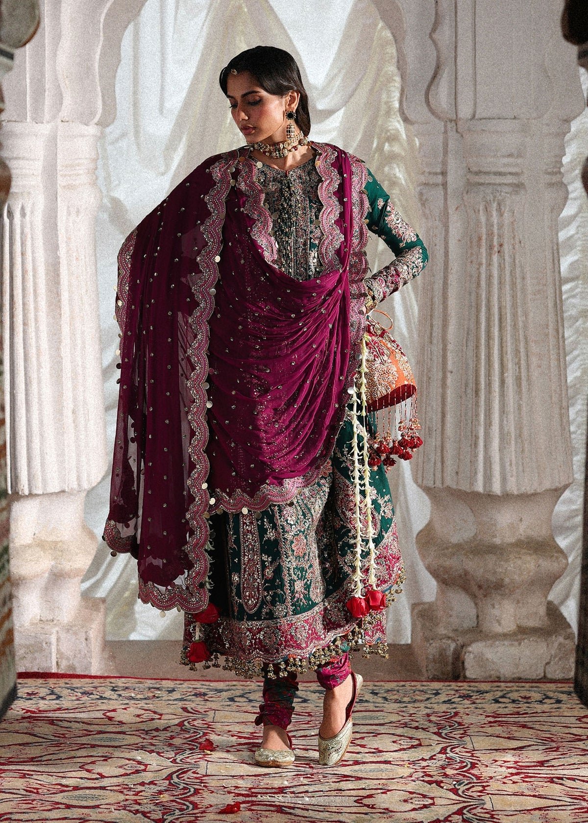Hussain Rehar Embroidered Chiffon Party Wear Suit - Matching Bottom & Trouser Fabric Details | IQNAZ
