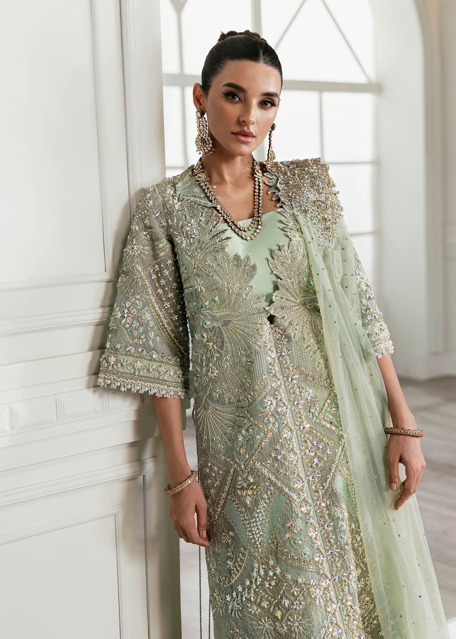 Republic Womens Wear Art Deco Embroidered Organza Party Wear Suit - Four-Sided Embroidered Dupatta & Pallu Border | IQNAZ
