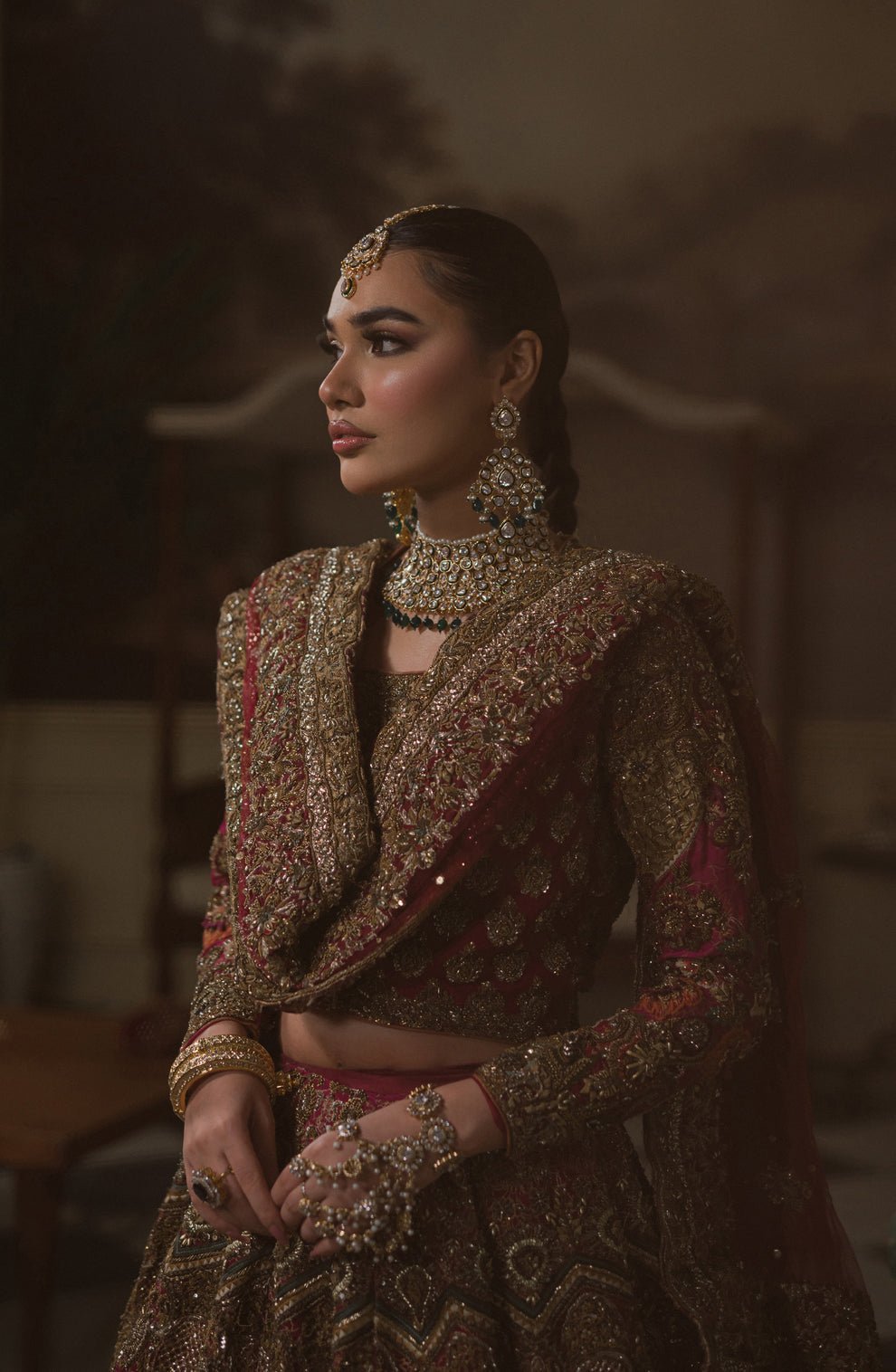 HSY Gul Hand Embellished Organza Party Wear Suit - Designer Photoshoot Gallery Angle 6 | IQNAZ Couture