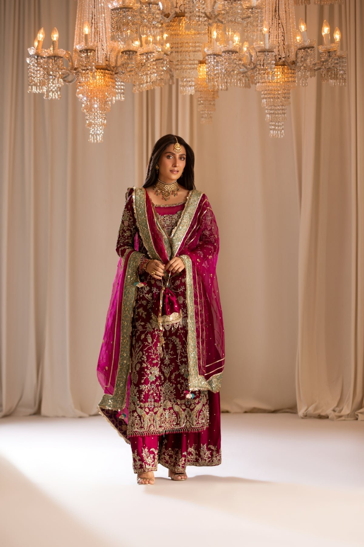 Republic Womens Wear Tabeer Embroidered Organza Party Wear Suit - Embroidered Back & Daman Silhouette Detailing | IQNAZ