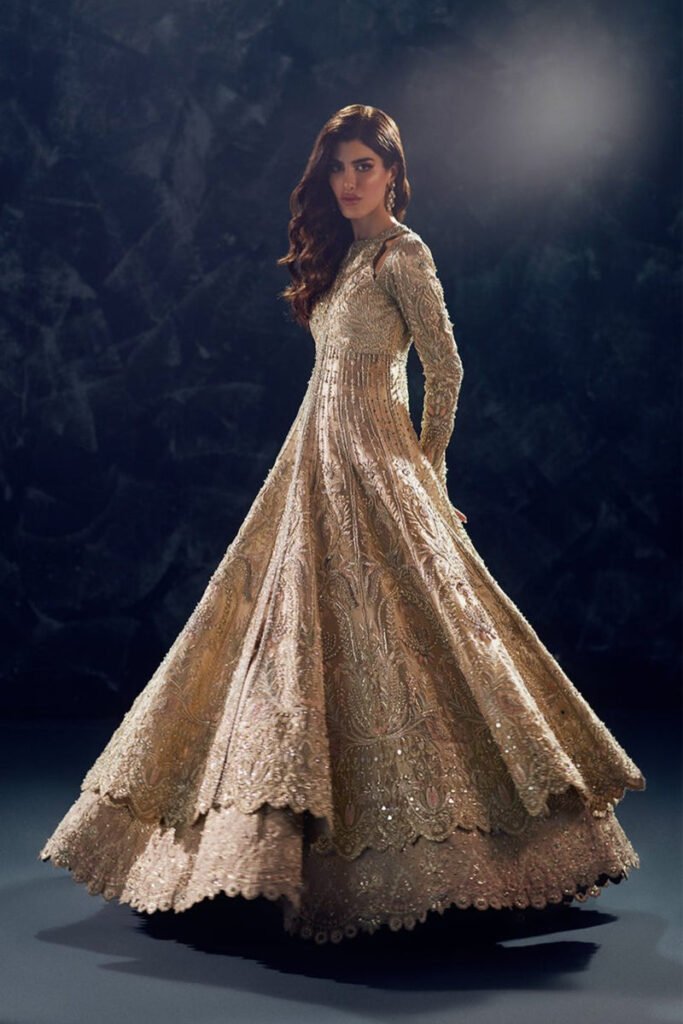 Soraya Reverie Hand Embellished Net Bridal Maxi - Model Front Look | Pakistani Designer Replica Wholesale | IQNAZ