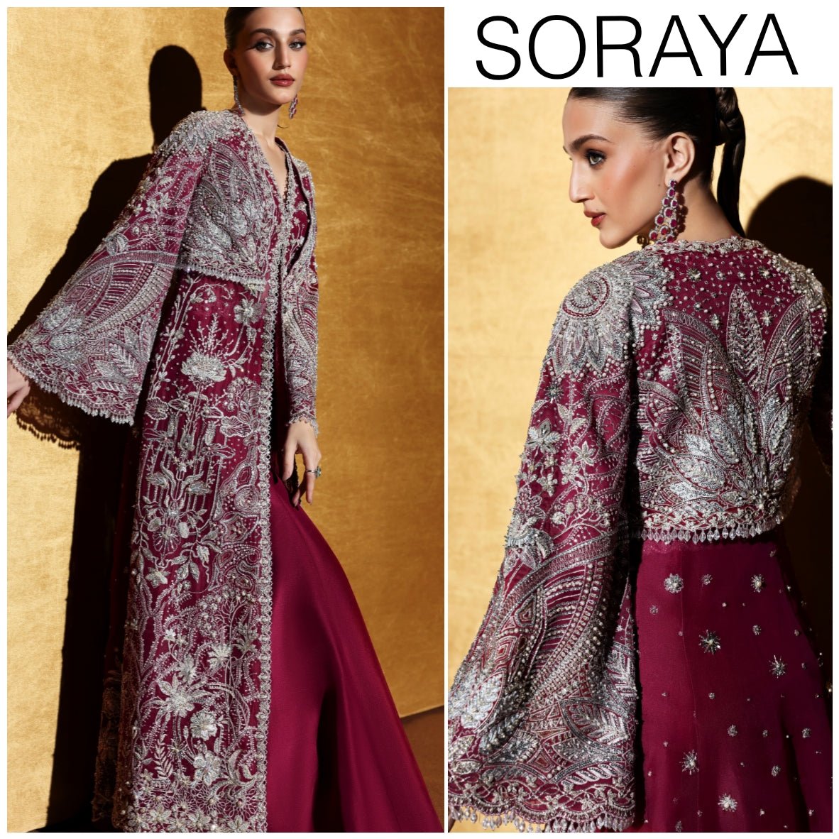 Soraya Rhenza Hand Embellished Net Bridal Maxi – Dupatta & Border Detailing Soraya Rhenza Hand Embellished Net Bridal Maxi - Four-Sided Embroidered Dupatta & Pallu Border | IQNAZ